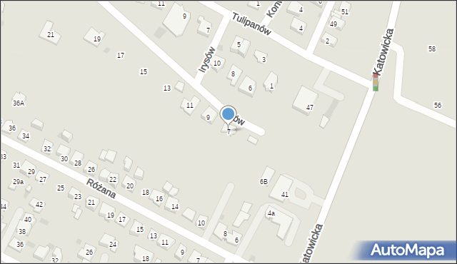 Tychy, Irysów, 7, mapa Tychów