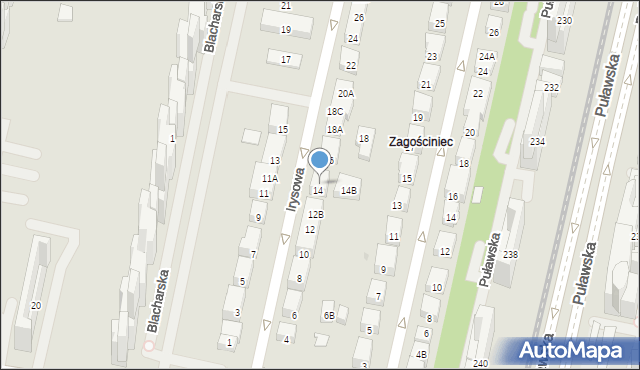 Warszawa, Irysowa, 14A, mapa Warszawy