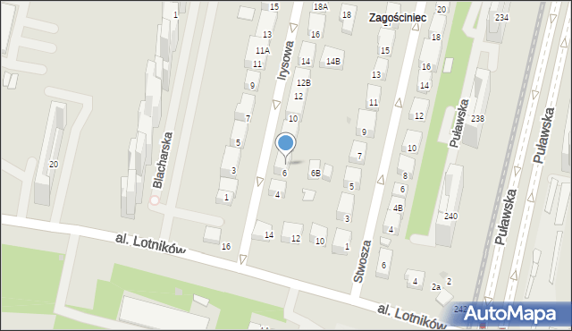 Warszawa, Irysowa, 6A, mapa Warszawy