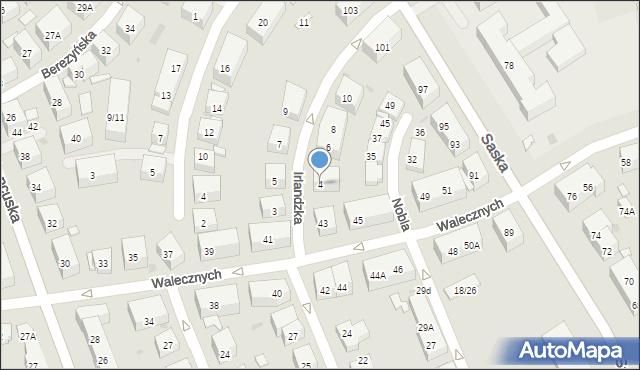 Warszawa, Irlandzka, 4, mapa Warszawy