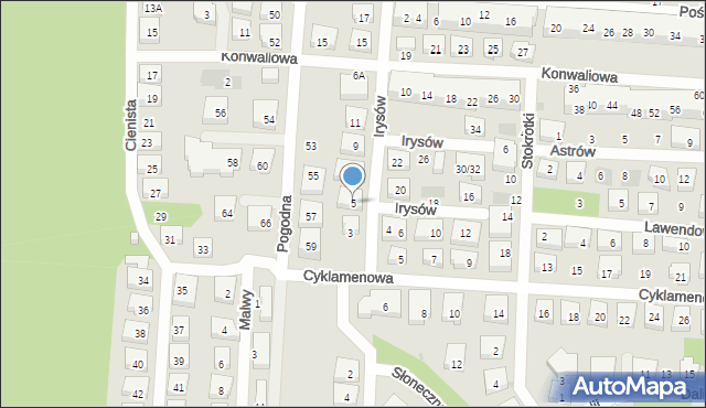 Warszawa, Irysów, 5, mapa Warszawy