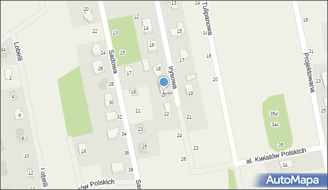 Wiązowna, Irysowa, 20, mapa Wiązowna