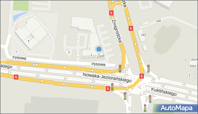 Wrocław, Irysowa, 1-3, mapa Wrocławia