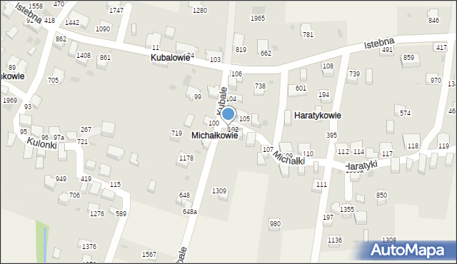 Istebna, Istebna, 102a, mapa Istebna