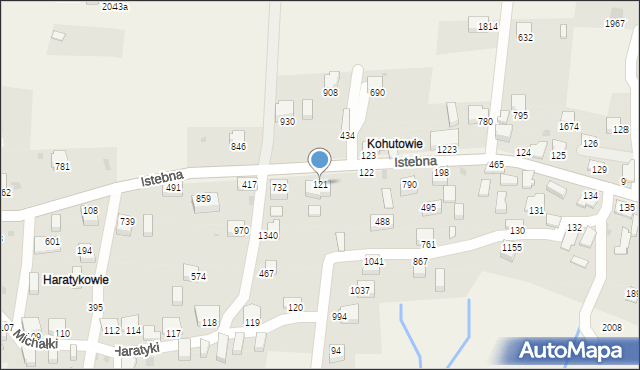 Istebna, Istebna, 121, mapa Istebna