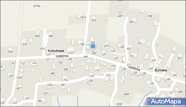 Istebna, Istebna, 124, mapa Istebna