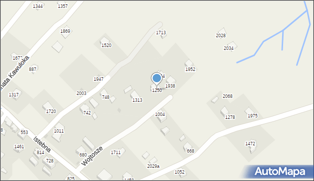 Istebna, Istebna, 1250, mapa Istebna