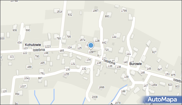 Istebna, Istebna, 129, mapa Istebna