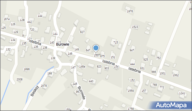 Istebna, Istebna, 153, mapa Istebna
