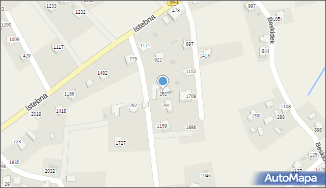 Istebna, Istebna, 261, mapa Istebna