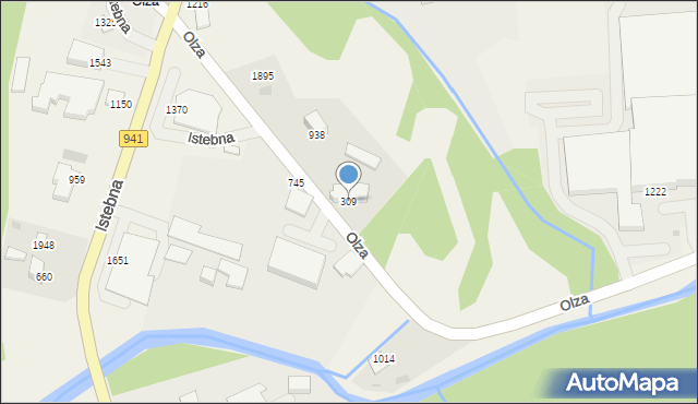 Istebna, Istebna, 309, mapa Istebna