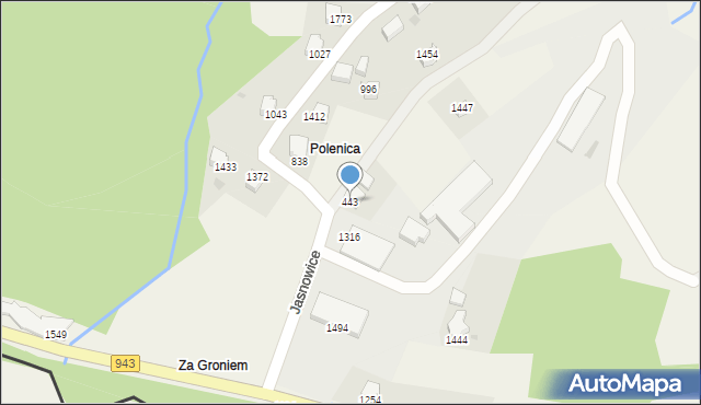 Istebna, Istebna, 443, mapa Istebna