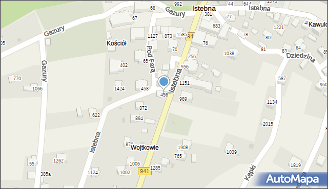 Istebna, Istebna, 456, mapa Istebna