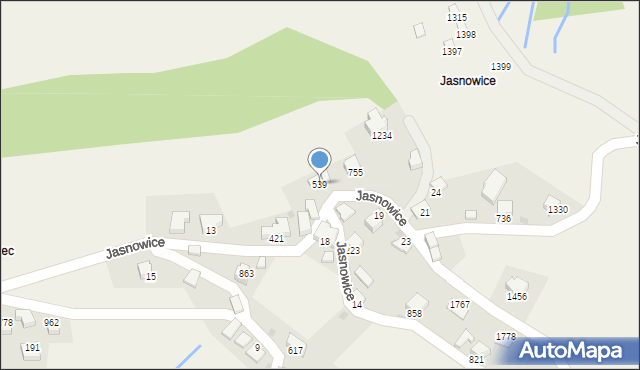 Istebna, Istebna, 539, mapa Istebna