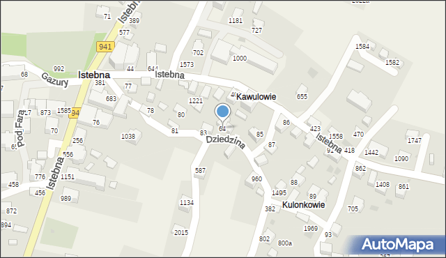 Istebna, Istebna, 64, mapa Istebna