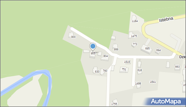 Istebna, Istebna, 805, mapa Istebna