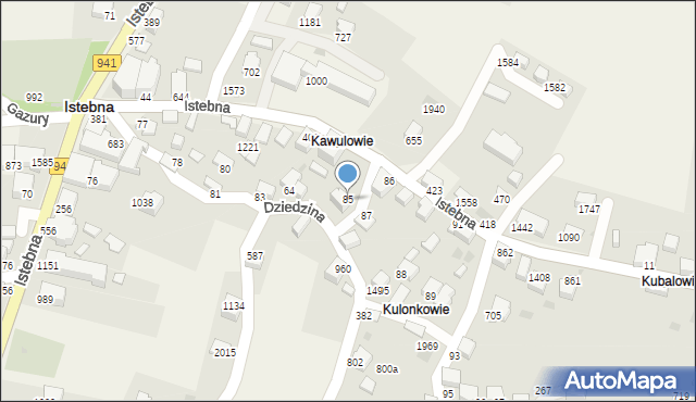 Istebna, Istebna, 85, mapa Istebna