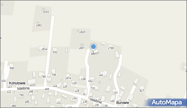 Istebna, Istebna, 860, mapa Istebna