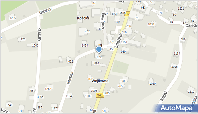 Istebna, Istebna, 872, mapa Istebna