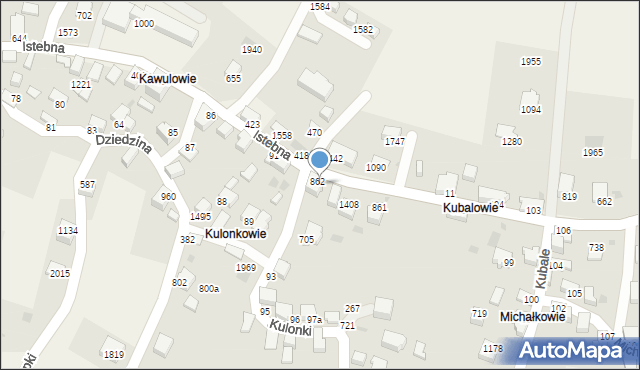 Istebna, Istebna, 91a, mapa Istebna