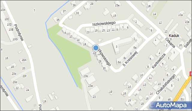 Nowy Sącz, Iszkowskiego Jerzego, mjr., 24, mapa Nowego Sącza