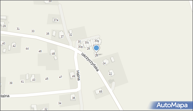 Wilamowice, Iskrzyczyńska, 26, mapa Wilamowice