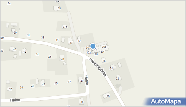 Wilamowice, Iskrzyczyńska, 30b, mapa Wilamowice