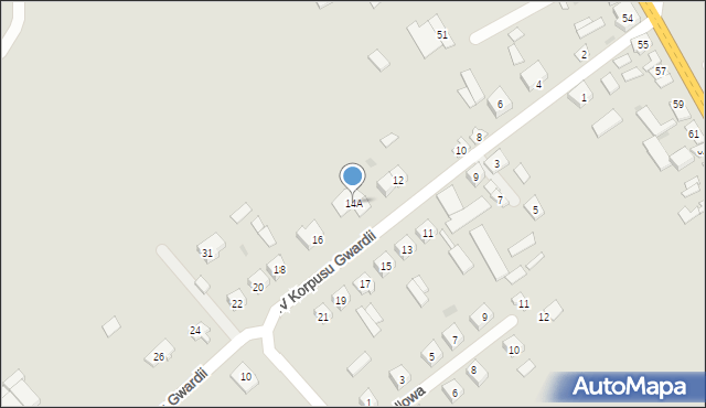 Magnuszew, IV Korpusu Gwardii, 14A, mapa Magnuszew