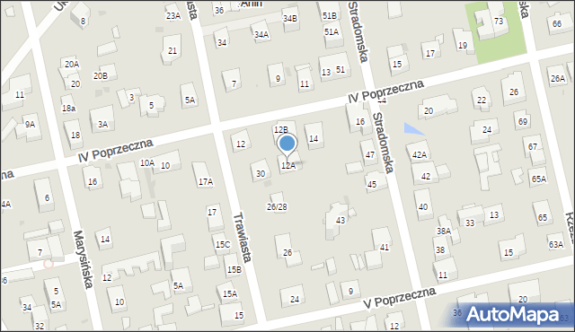 Warszawa, IV Poprzeczna, 12A, mapa Warszawy