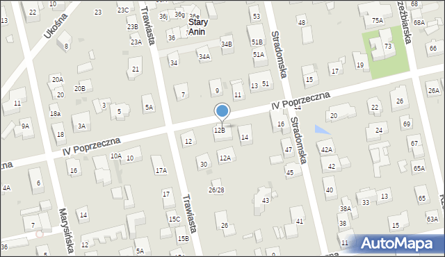 Warszawa, IV Poprzeczna, 12C, mapa Warszawy