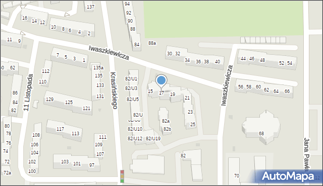 Gryfino, Iwaszkiewicza Jarosława, 17, mapa Gryfino