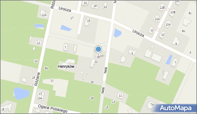 Henryków-Urocze, Iwa, 20, mapa Henryków-Urocze