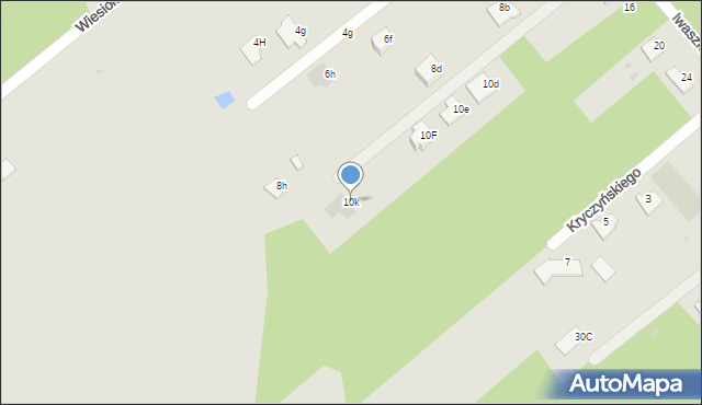 Mielec, Iwaszkiewicza, 10k, mapa Mielca