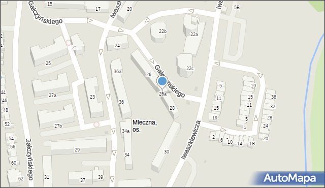 Olsztyn, Iwaszkiewicza Jarosława, 26a, mapa Olsztyna
