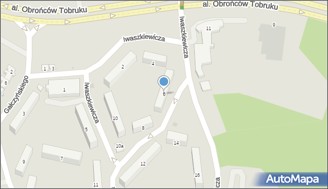 Olsztyn, Iwaszkiewicza Jarosława, 6, mapa Olsztyna