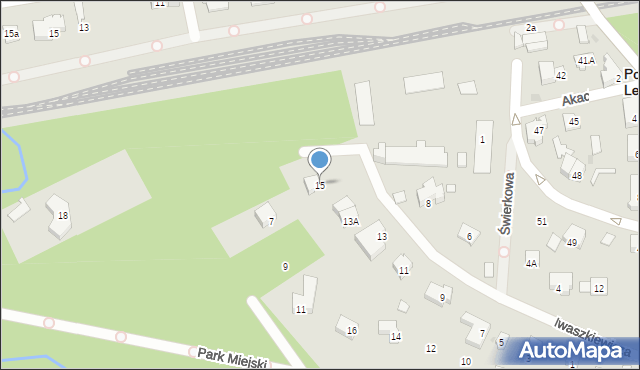 Podkowa Leśna, Iwaszkiewicza, 15, mapa Podkowa Leśna