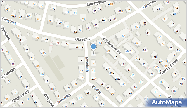 Warszawa, Iwonicka, 3, mapa Warszawy