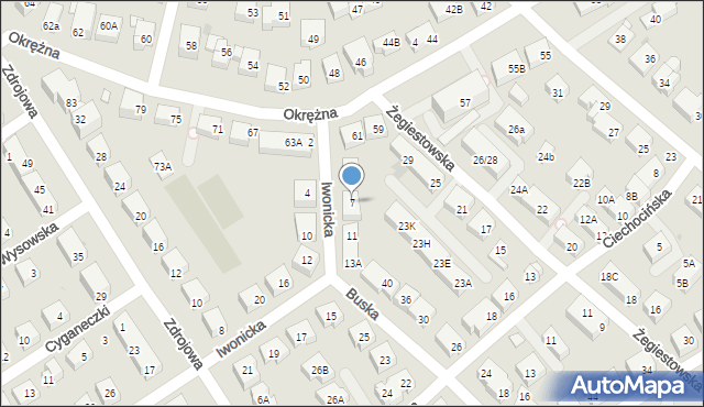 Warszawa, Iwonicka, 7, mapa Warszawy