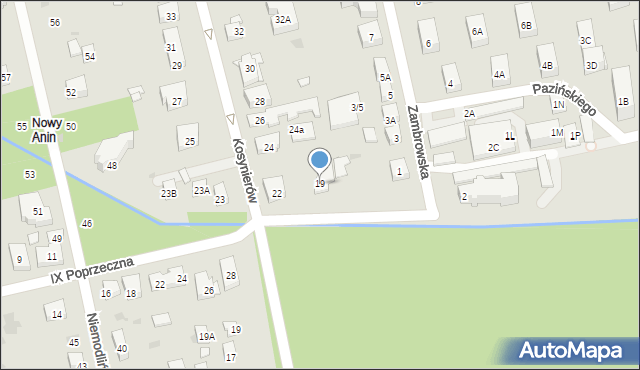 Warszawa, IX Poprzeczna, 19, mapa Warszawy