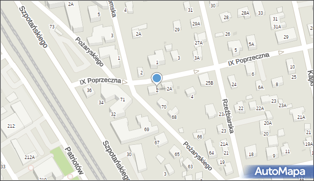 Warszawa, IX Poprzeczna, 2, mapa Warszawy