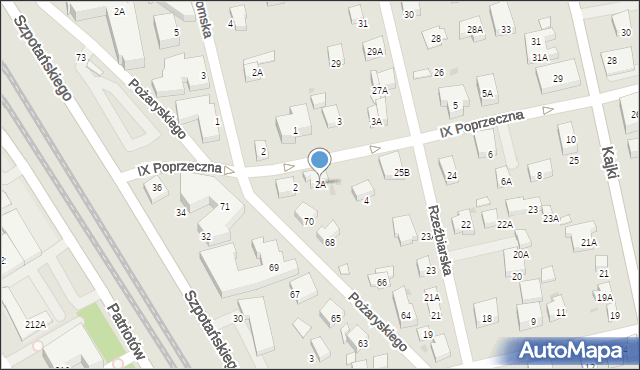 Warszawa, IX Poprzeczna, 2A, mapa Warszawy