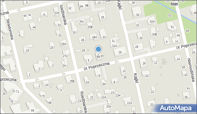 Warszawa, IX Poprzeczna, 5A, mapa Warszawy
