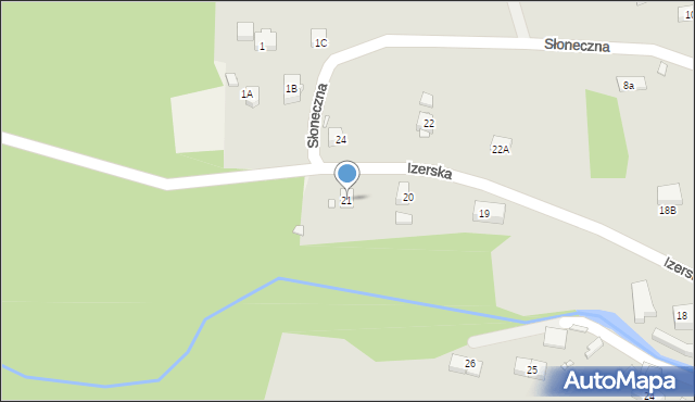 Piechowice, Izerska, 21, mapa Piechowice