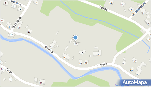 Piechowice, Izerska, 8a, mapa Piechowice