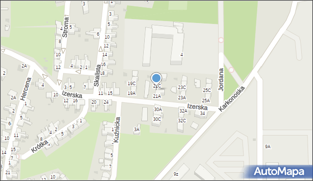 Wałbrzych, Izerska, 21B, mapa Wałbrzycha
