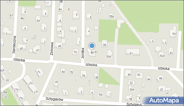 Warszawa, Izbicka, 53, mapa Warszawy