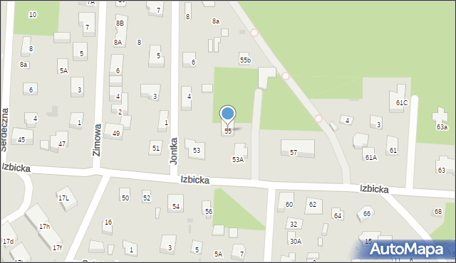 Warszawa, Izbicka, 55, mapa Warszawy
