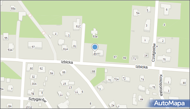 Warszawa, Izbicka, 63, mapa Warszawy