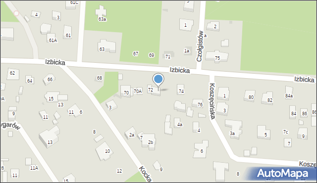 Warszawa, Izbicka, 72A, mapa Warszawy