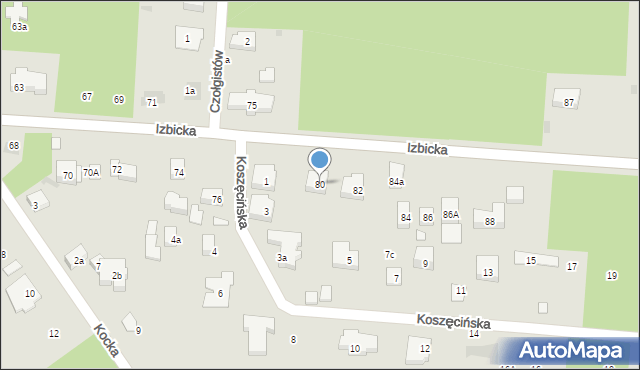 Warszawa, Izbicka, 80, mapa Warszawy